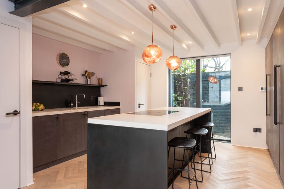 Kitchen marble counter top with breakfast bar