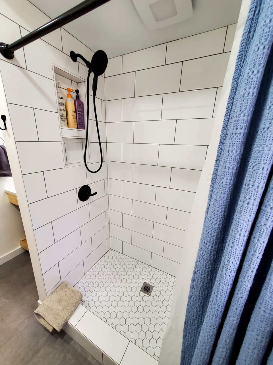 Large Tile Shower with On Demand Hot Water that Never Runs Out