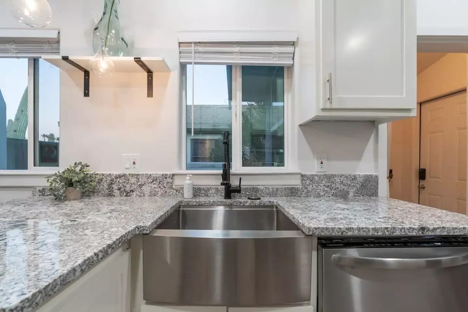 Kitchen is ready for memory making. All dishes and glassware is provided.