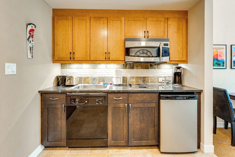 Kitchen | Coffee Maker | Toaster | 2-Burner Stove | Dishwasher | Cooking Basics
