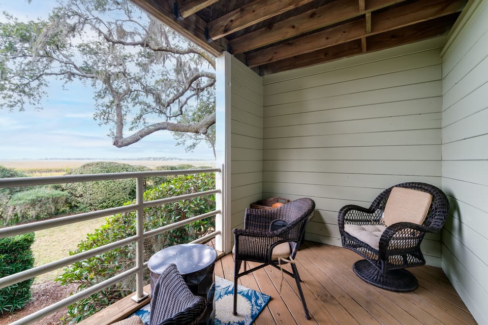Enjoy expansive marsh views from this secluded deck.