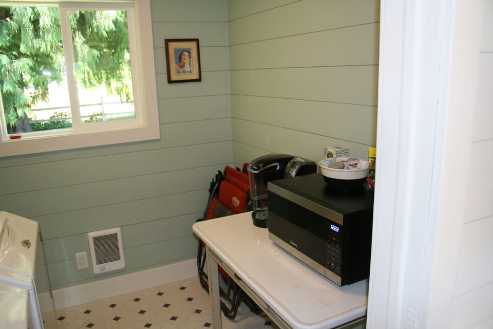 Keurig Coffee maker and Microwave.