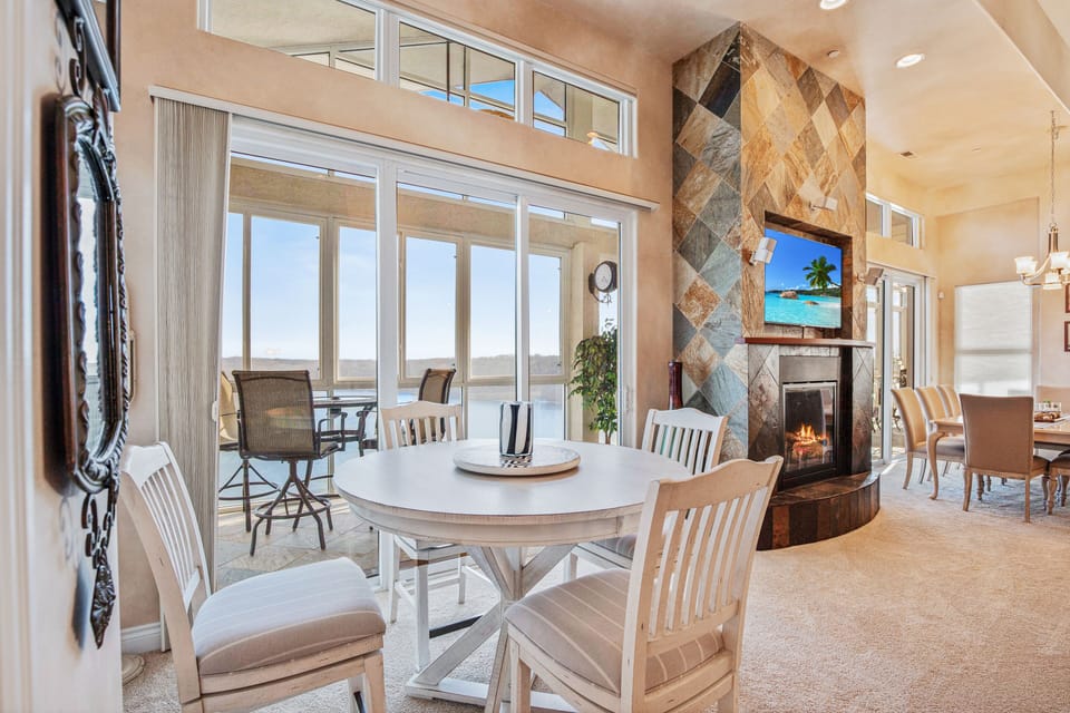 Enjoy ample seating for dining and table games