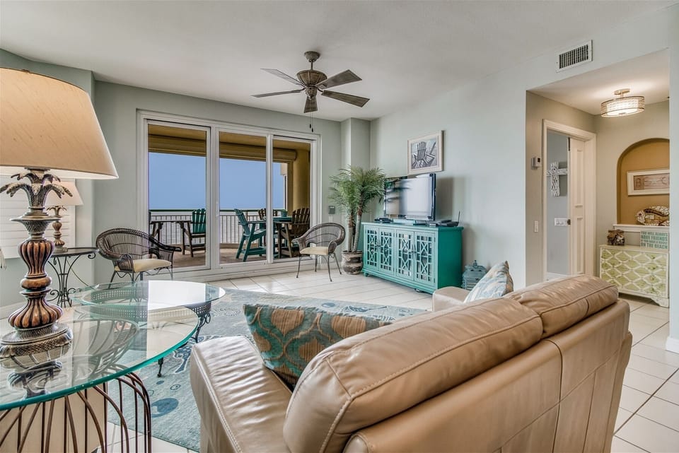 Beach Colony Tower 10B Living Room & Balcony