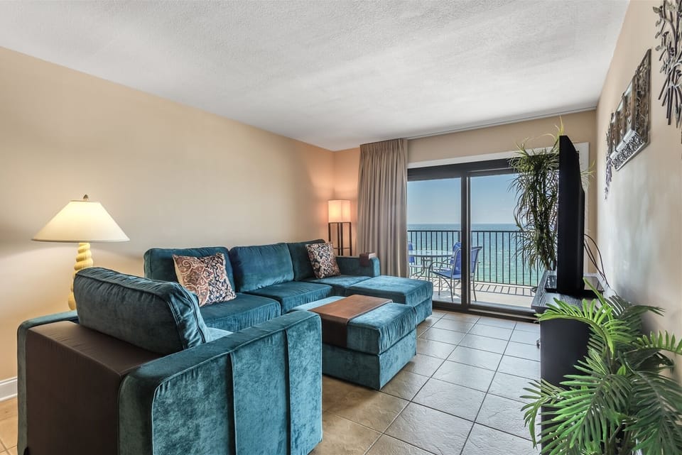 Ocean Breeze West 603 Living Room and Beach View Balcony