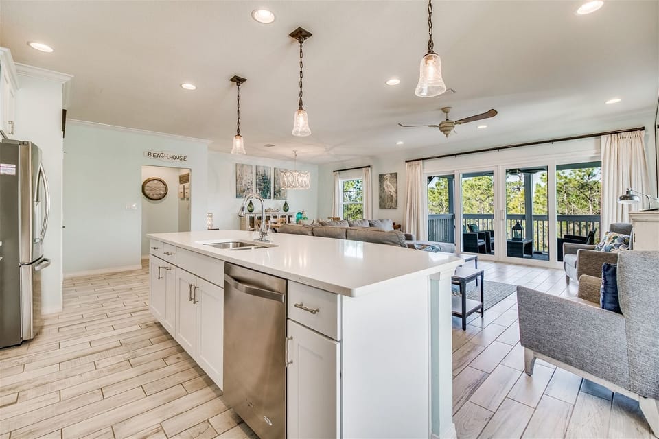 Lost Key Shorely Blessed Open Kitchen and Living Room