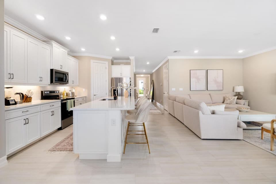 open concept kitchen/dining/living