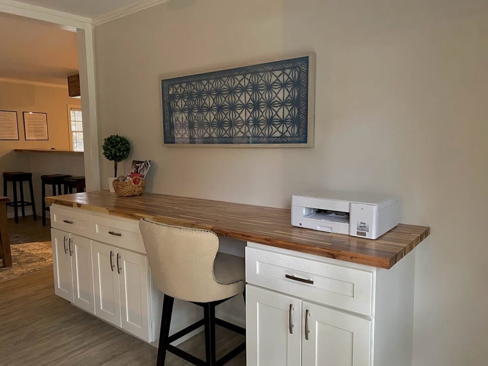 Dedicated workspace with high speed internet and a printer for your use.