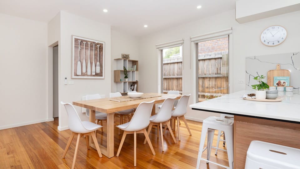 Spacious dining area with seating for 8