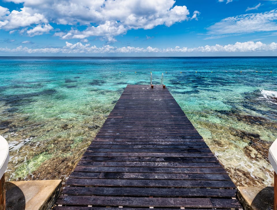 New peer to lay out or jump in the ocean with stairs to easily get back out.