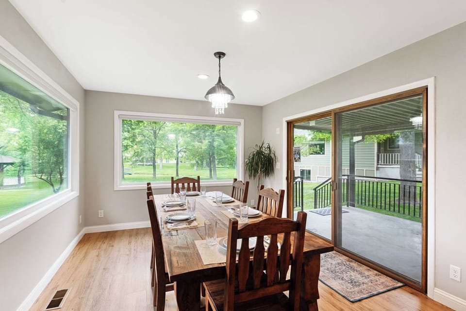 Dining room with sliding door to the top patio. 