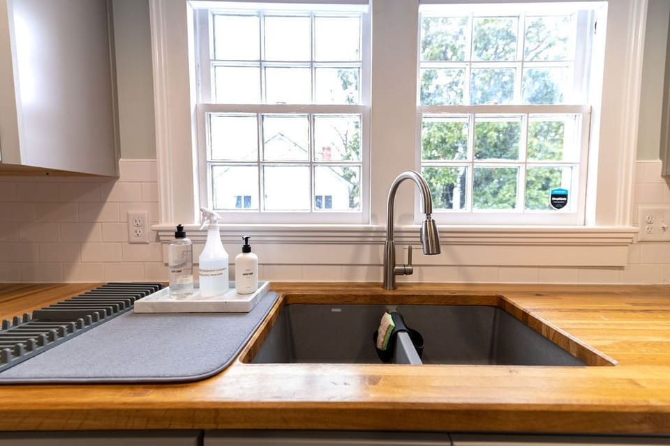 Under-sink filter provides cool drinking water.