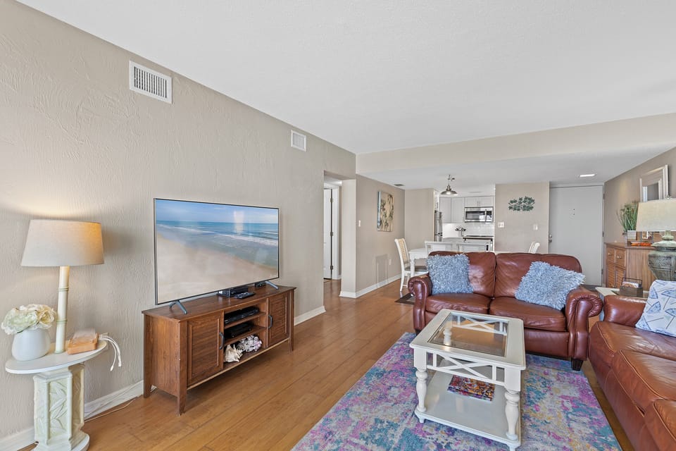 Enjoy a movie on the flat screen TV