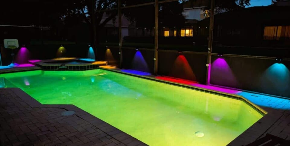 lighted pool that enables fun games in pool after dark