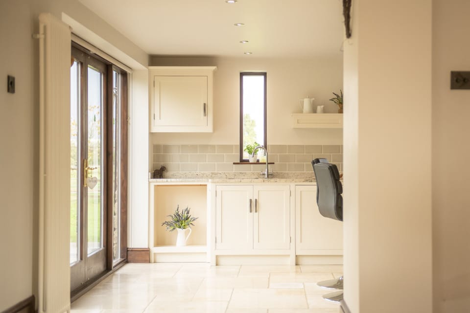 Ground floor: View of the kitchen from open-plan sitting and dining area