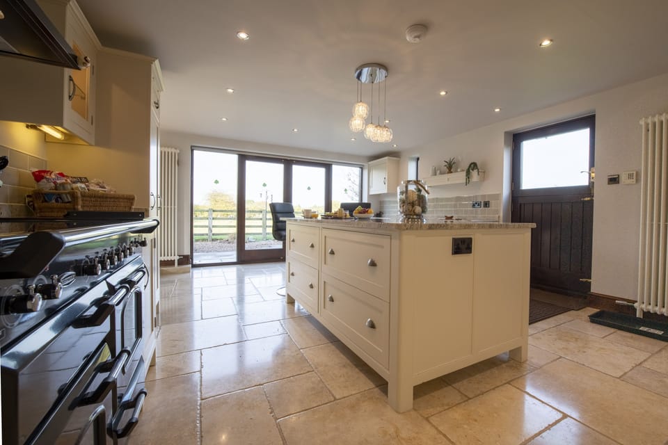 Ground floor: The kitchen has range cooker and large island
