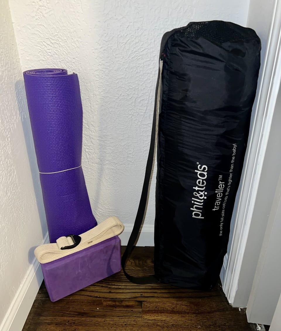 Yoga Matt + Pack & Play in 2nd Bedroom Closet guests use.