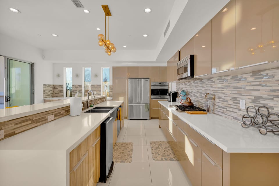 Villa | Private kitchen | Fridge, microwave, oven, stovetop