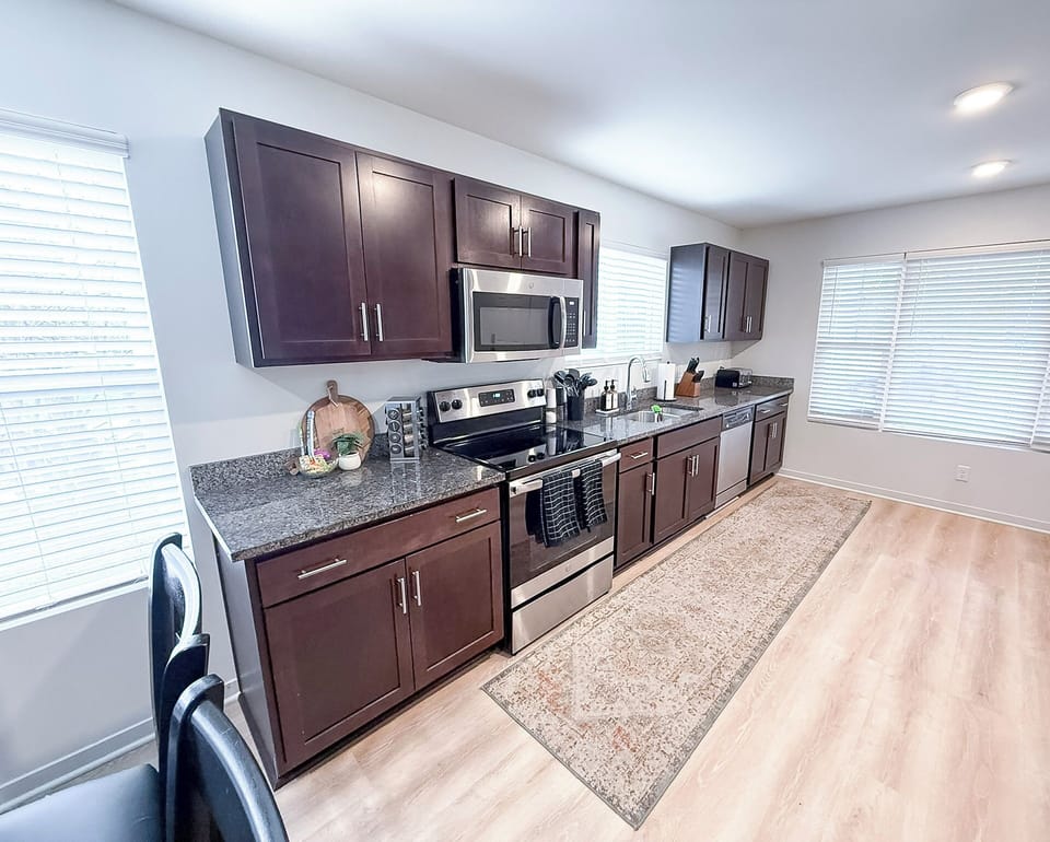 Prep and Cook your Favorite Meals in the Fully Equipped Kitchen.