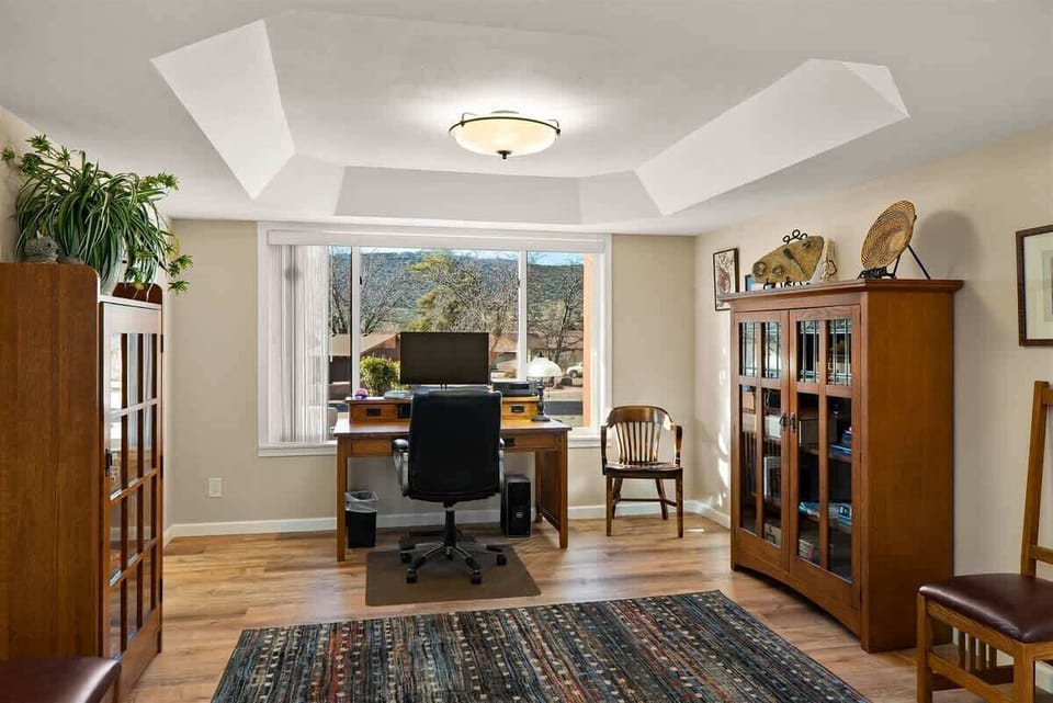 Home office area with usable computer printer ink not included
