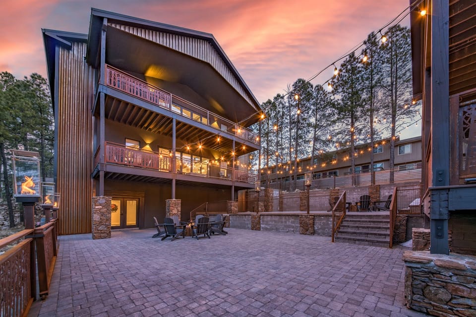 Your home has the lower patio area to hang out in.