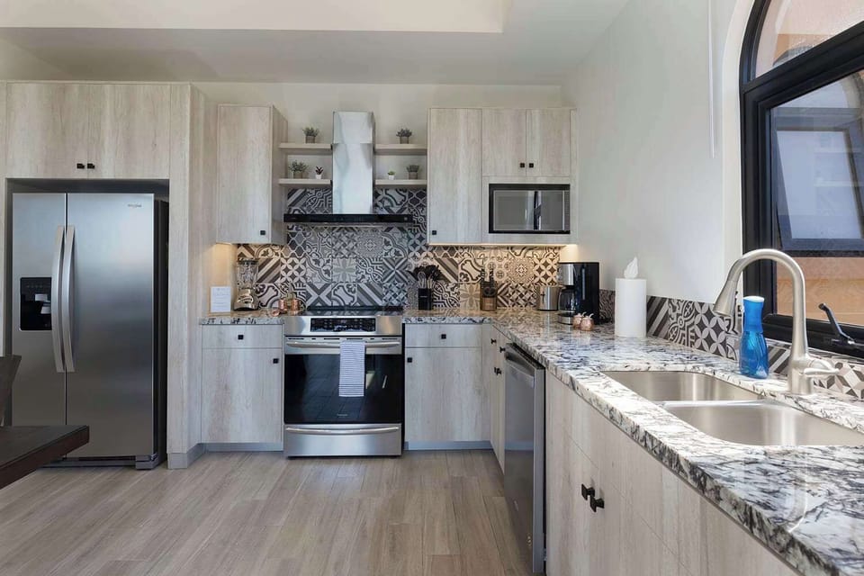 Prepare delicious meals with ease in our chic kitchen