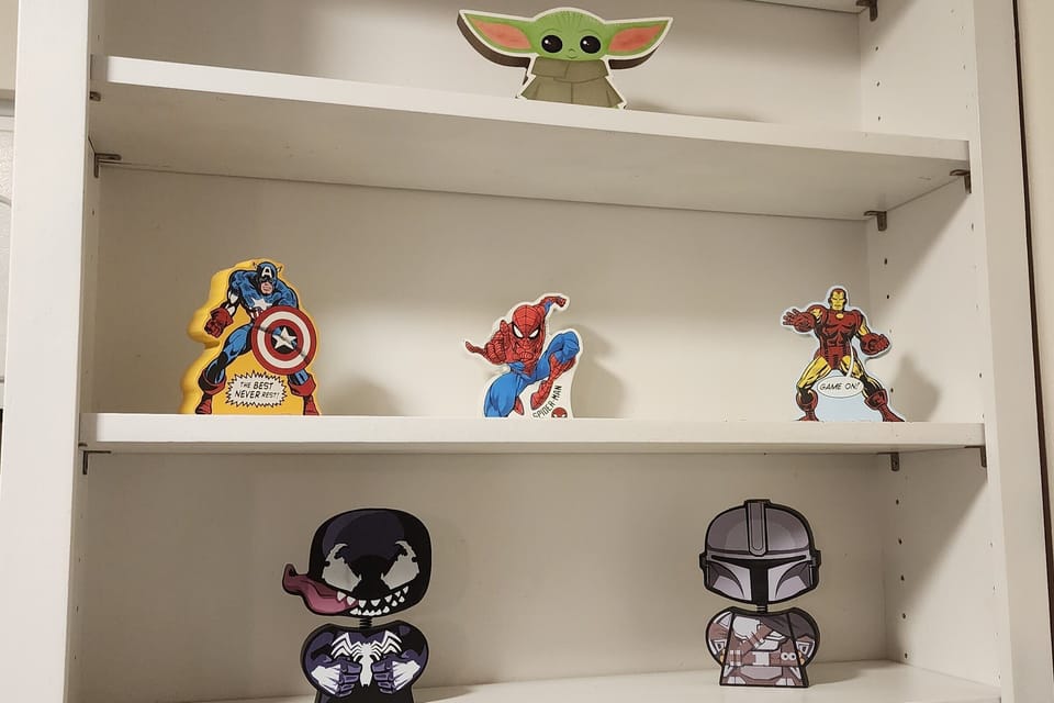 The fifth bedroom is our Spider-Man and Marvel kid's suite has a bunk bed and is full of Marvel trinkets! Some of our favorite Marvel and Disney characters!