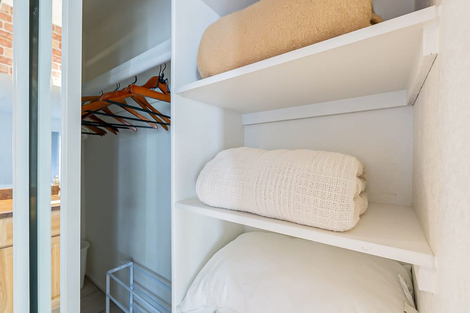 Extra bedding in the closest