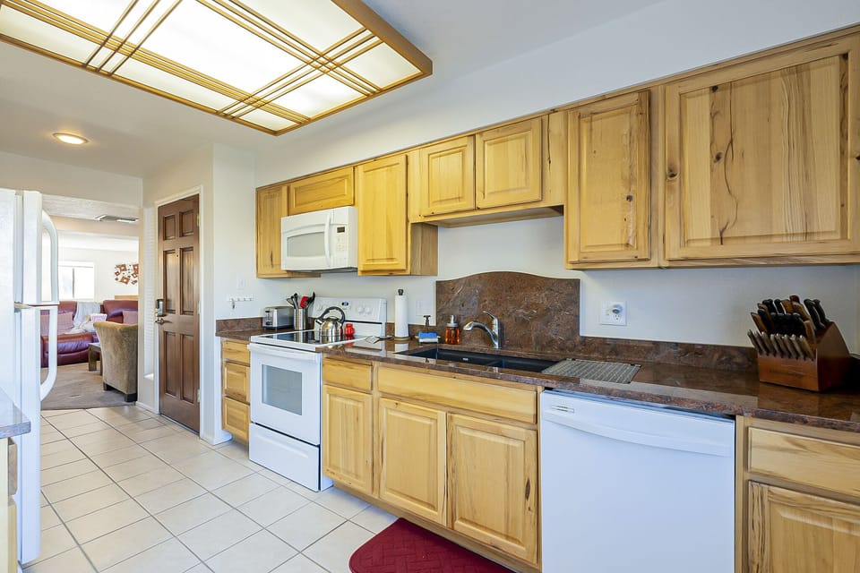 Room to cook at home or grab  snack has you walk out the door.