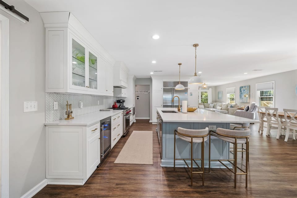 Chef's Kitchen with Wine Fridge | IOP Escapes Beach Blessing | 3705 Hartnett Blvd, Isle of Palms, SC