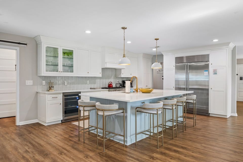 Chef's Kitchen with SubZero Refrigerator | IOP Escapes Beach Blessing | 3705 Hartnett Blvd, Isle of Palms, SC