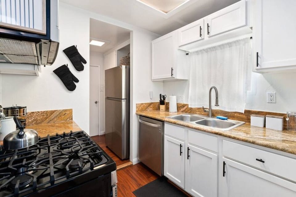 Kitchen with stainless steel appliances