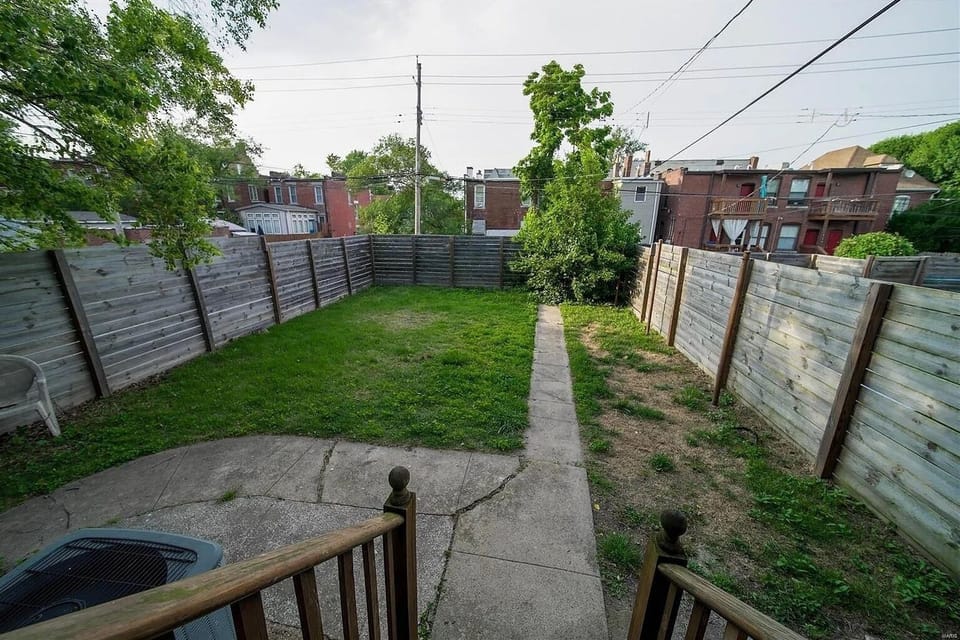 Fenced in backyard
