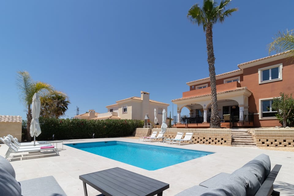Terrace, pool and villa