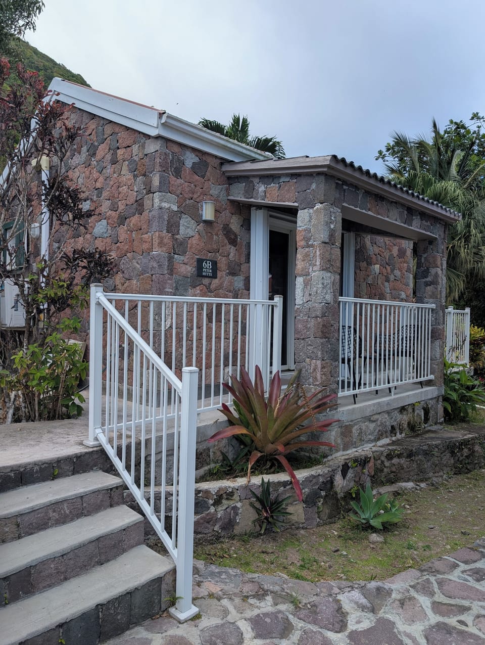 Covered balcony with patio set