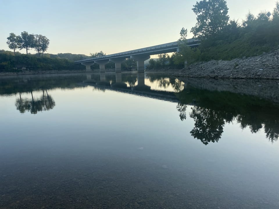 Swimming beach one and bridge