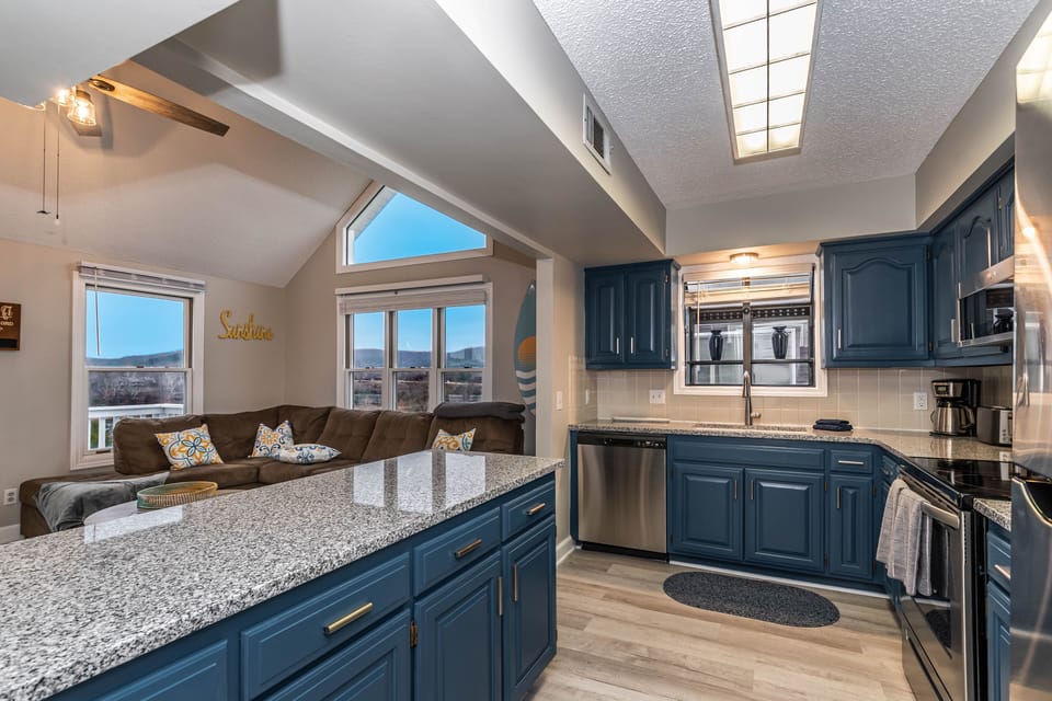 Kitchen/living area - nice and open, and well stocked with the basics.