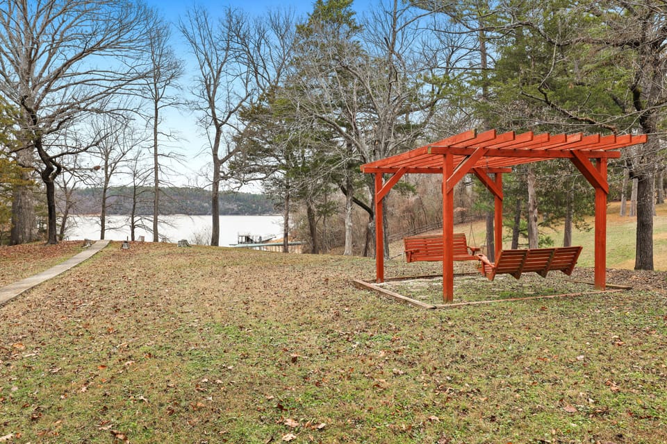Enjoy good conversation on the pergola swings!