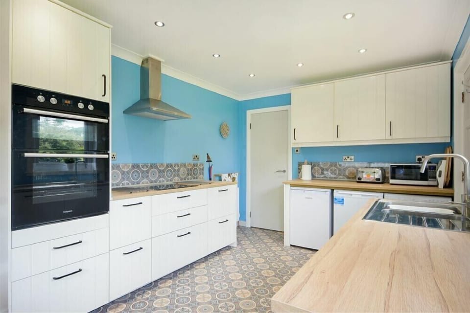 Fridge, dishwasher, cookware/dishes/utensils