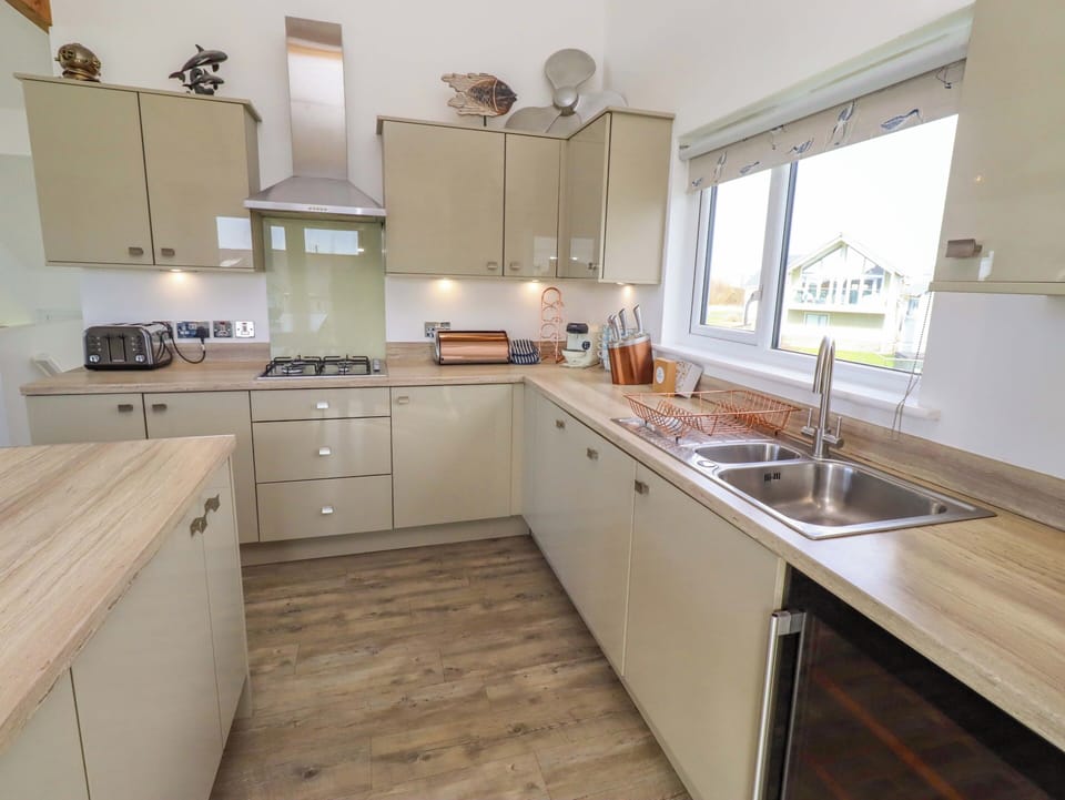 Fridge, dishwasher, cookware/dishes/utensils