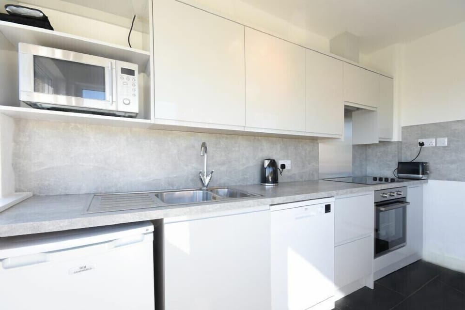 Fridge, dishwasher, cookware/dishes/utensils