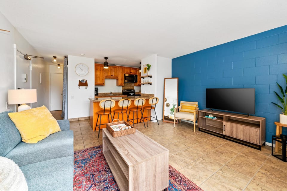 Living area with queen sleeper sofa