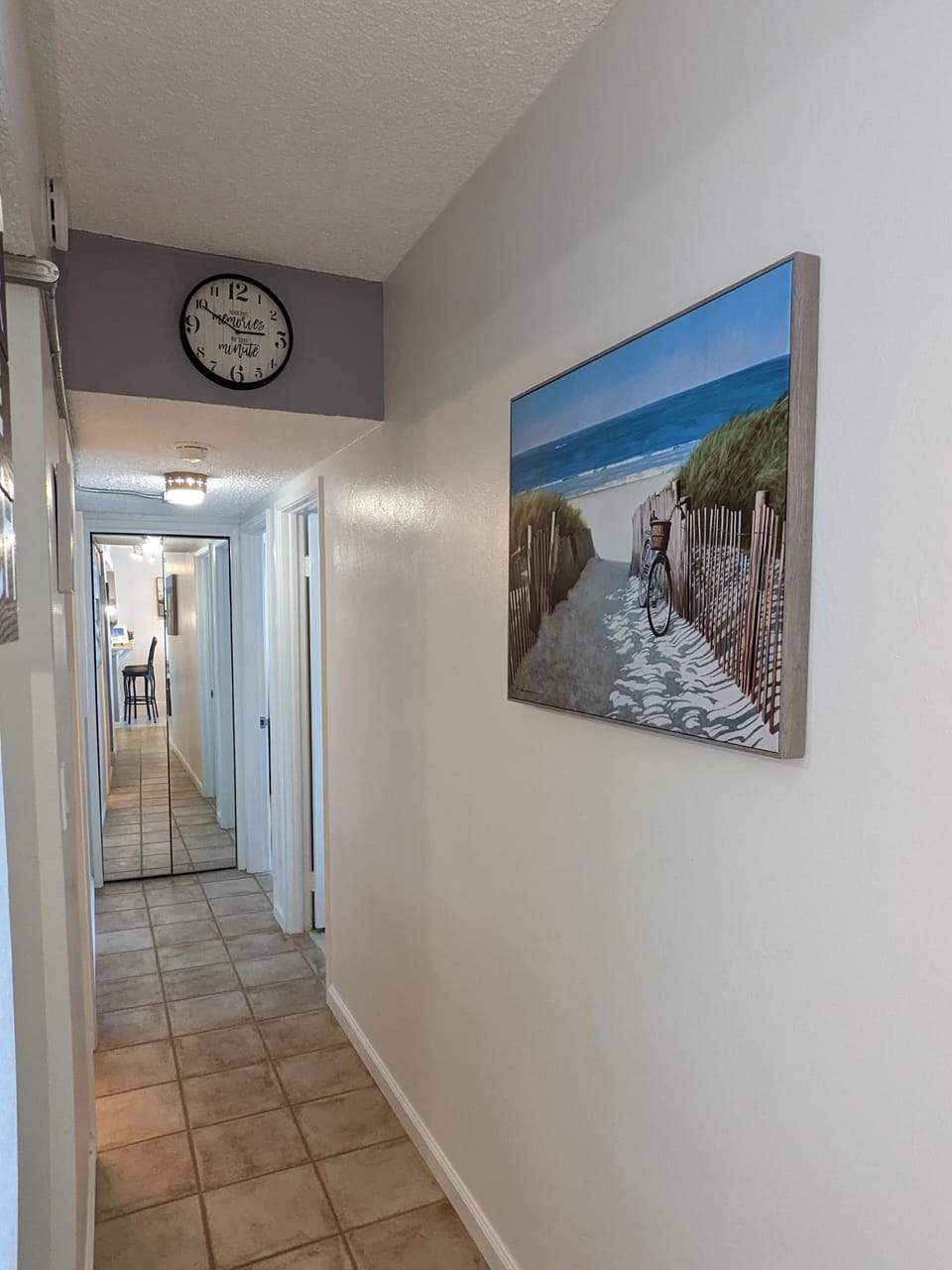 from door entry room to the 2 bedrooms' doors