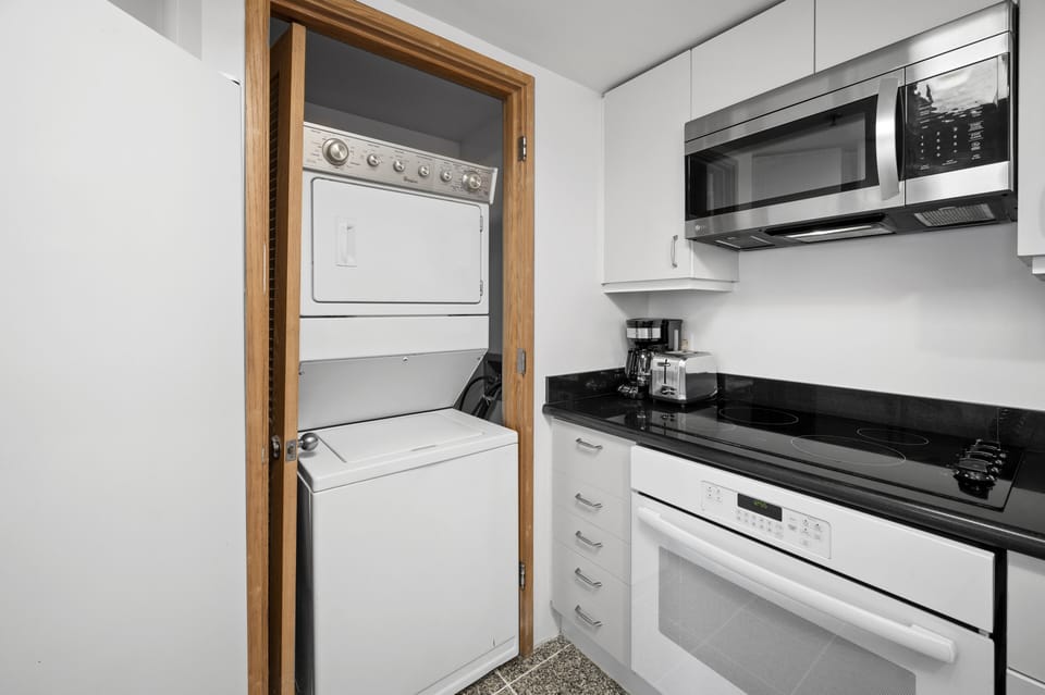 Washer and dryer in the kitchen