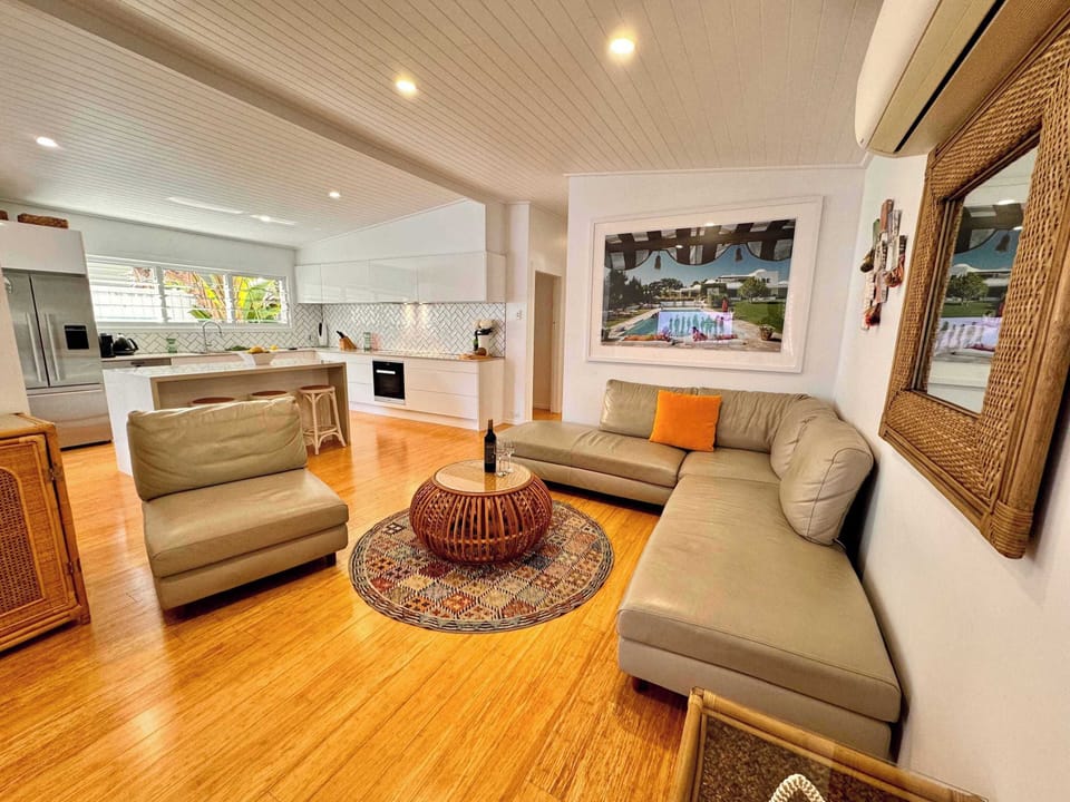 Living area flows through from kitchen
