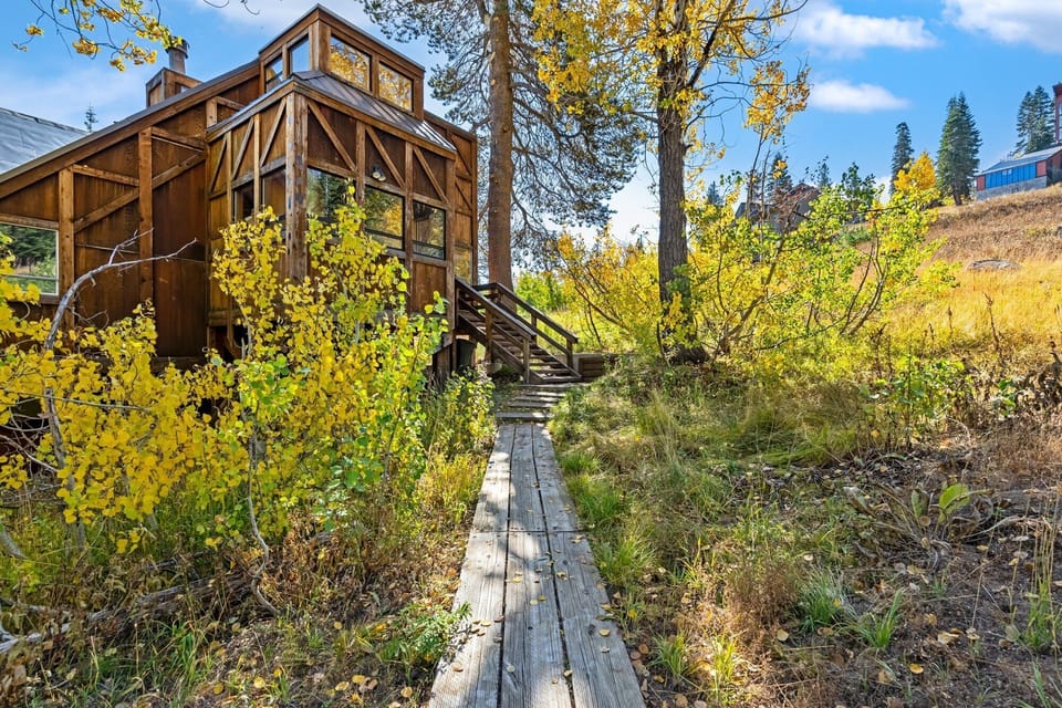 There is plenty of open space around the home for privacy