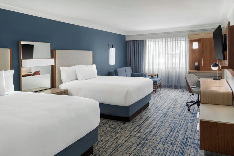 In-room safe, desk, laptop workspace, blackout drapes