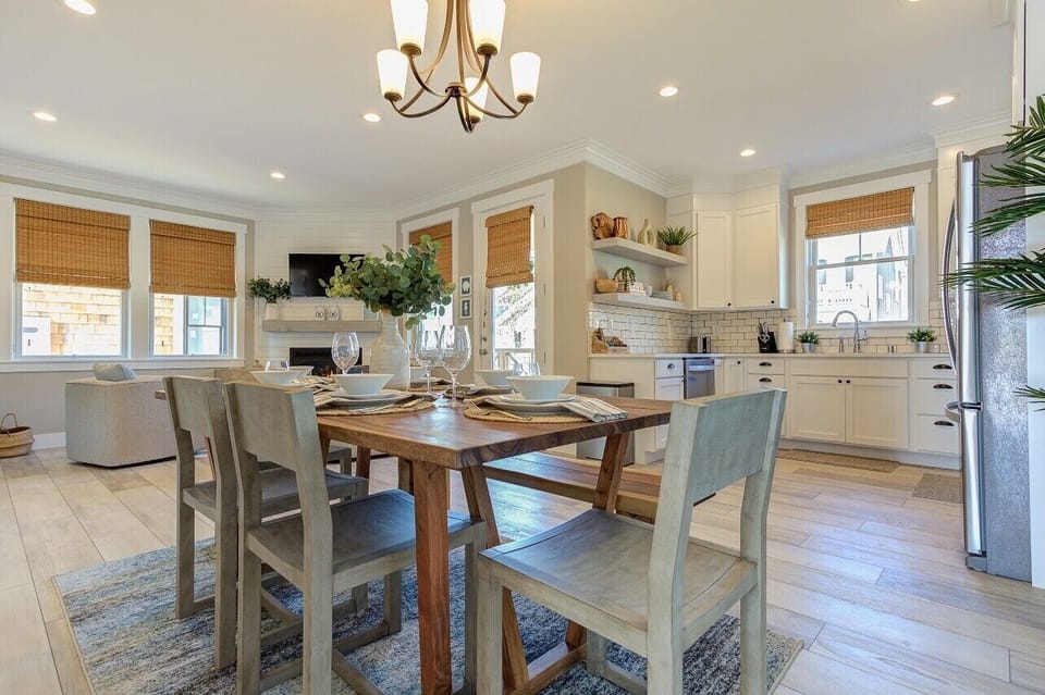 Live edge table in dining room