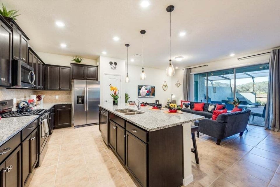 Relax and unwind in our uniquely spacious open-concept living room/kitchen area. Rest assured that our fully-equipped kitchen will accommodate your every need!