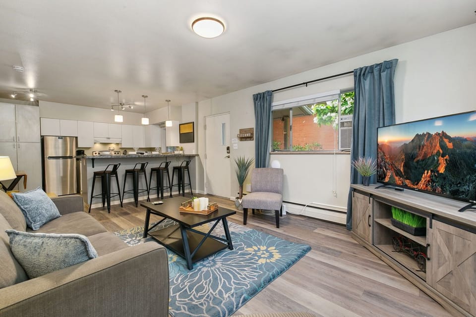 Condo, Multiple Beds, Patio, Garden View (220 Peterson St Unit 5) | Living area | 50-inch flat-screen TV with digital channels